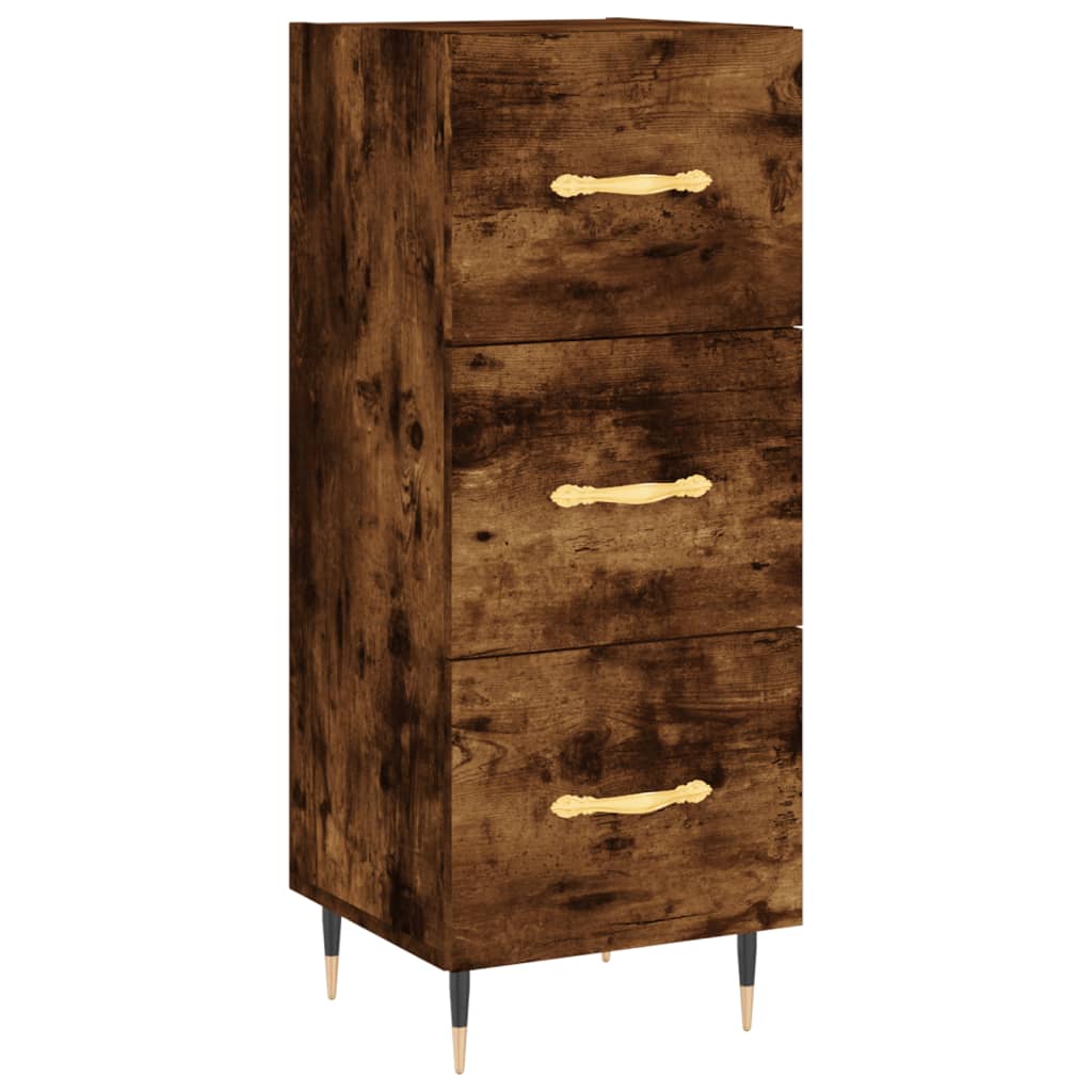 Buffet haut Chêne fumé 34,5x34x180 cm Bois d'ingénierie