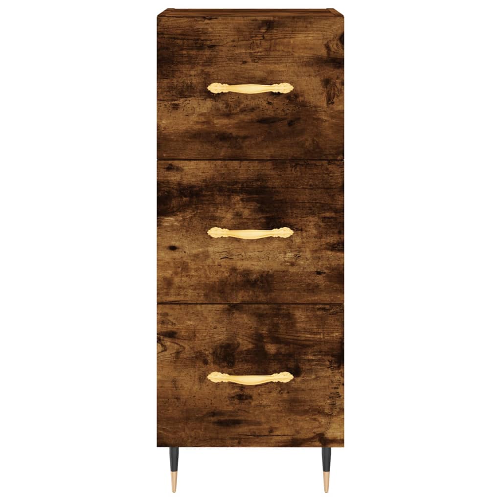 Buffet haut Chêne fumé 34,5x34x180 cm Bois d'ingénierie