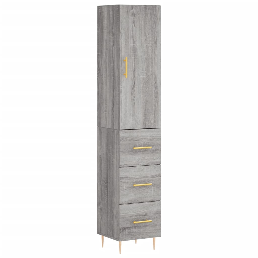 Sonoma hohes Sideboard grau 34,5x34x180 cm Holzwerkstoff