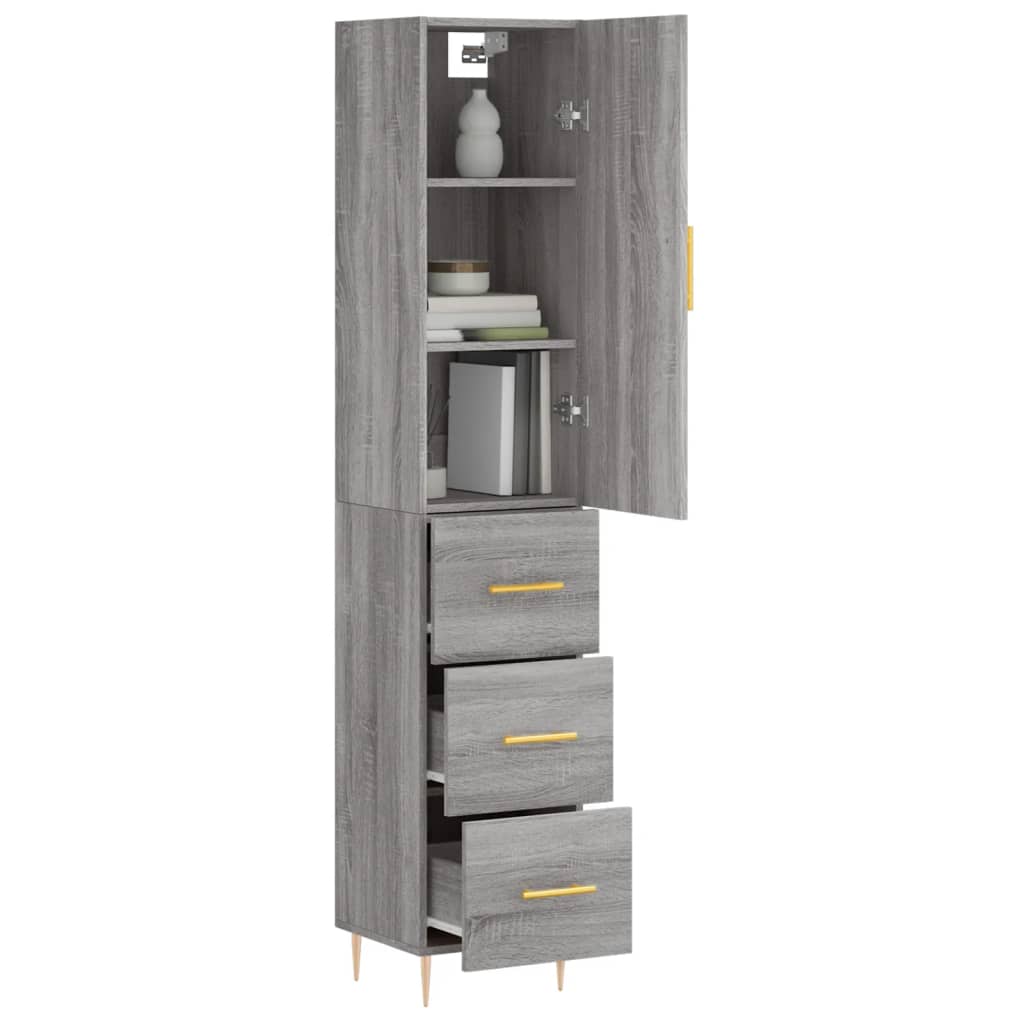 Buffet haut Sonoma gris 34,5x34x180 cm Bois d'ingénierie