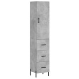 High sideboard Concrete gray 34.5x34x180 cm Engineered wood