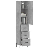 High sideboard Concrete gray 34.5x34x180 cm Engineered wood