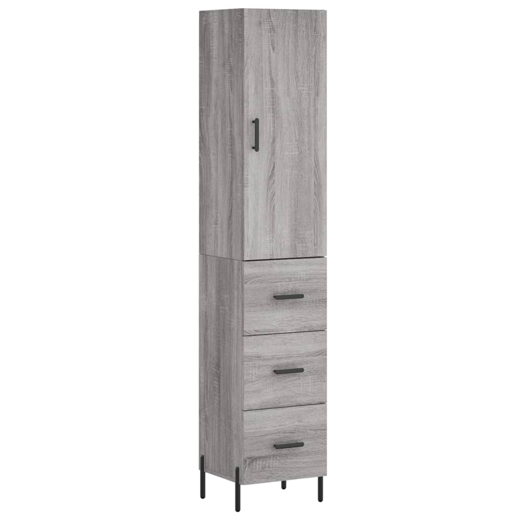 Sonoma hohes Sideboard grau 34,5x34x180 cm Holzwerkstoff