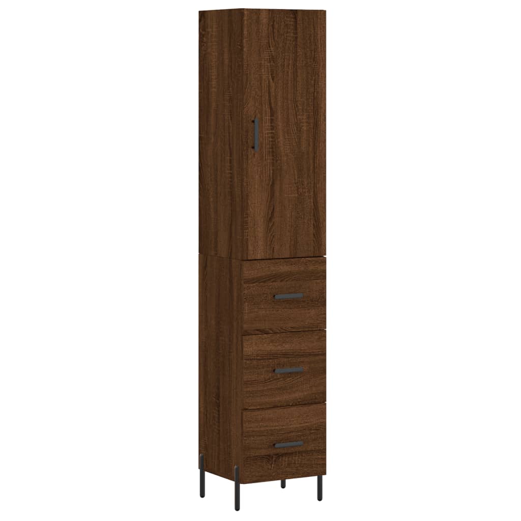 Buffet haut Chêne marron 34,5x34x180 cm Bois d'ingénierie