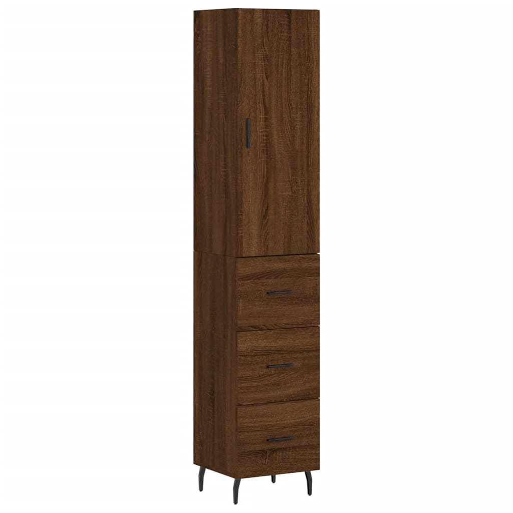 Buffet haut Chêne marron 34,5x34x180 cm Bois d'ingénierie