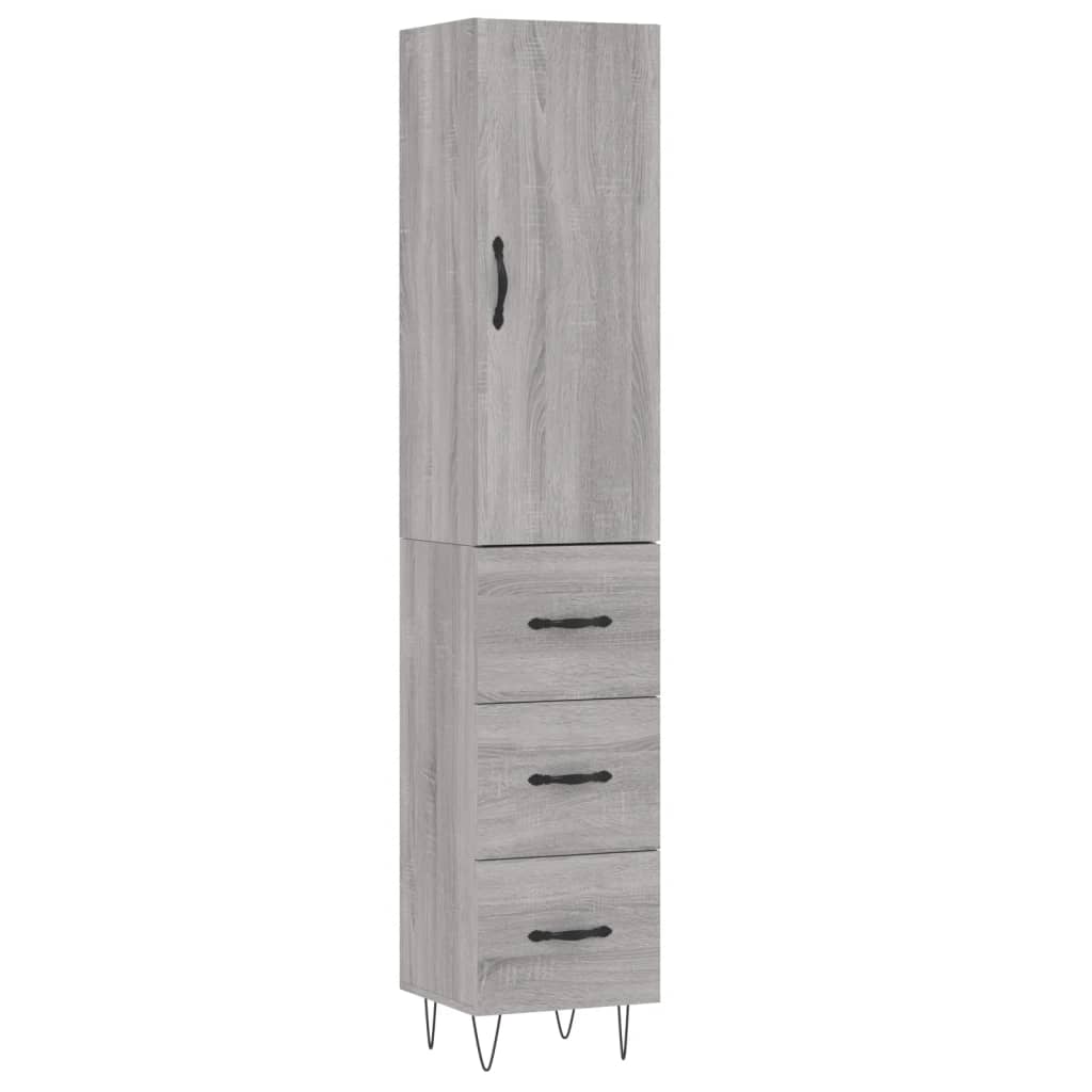 Buffet haut Sonoma gris 34,5x34x180 cm Bois d'ingénierie