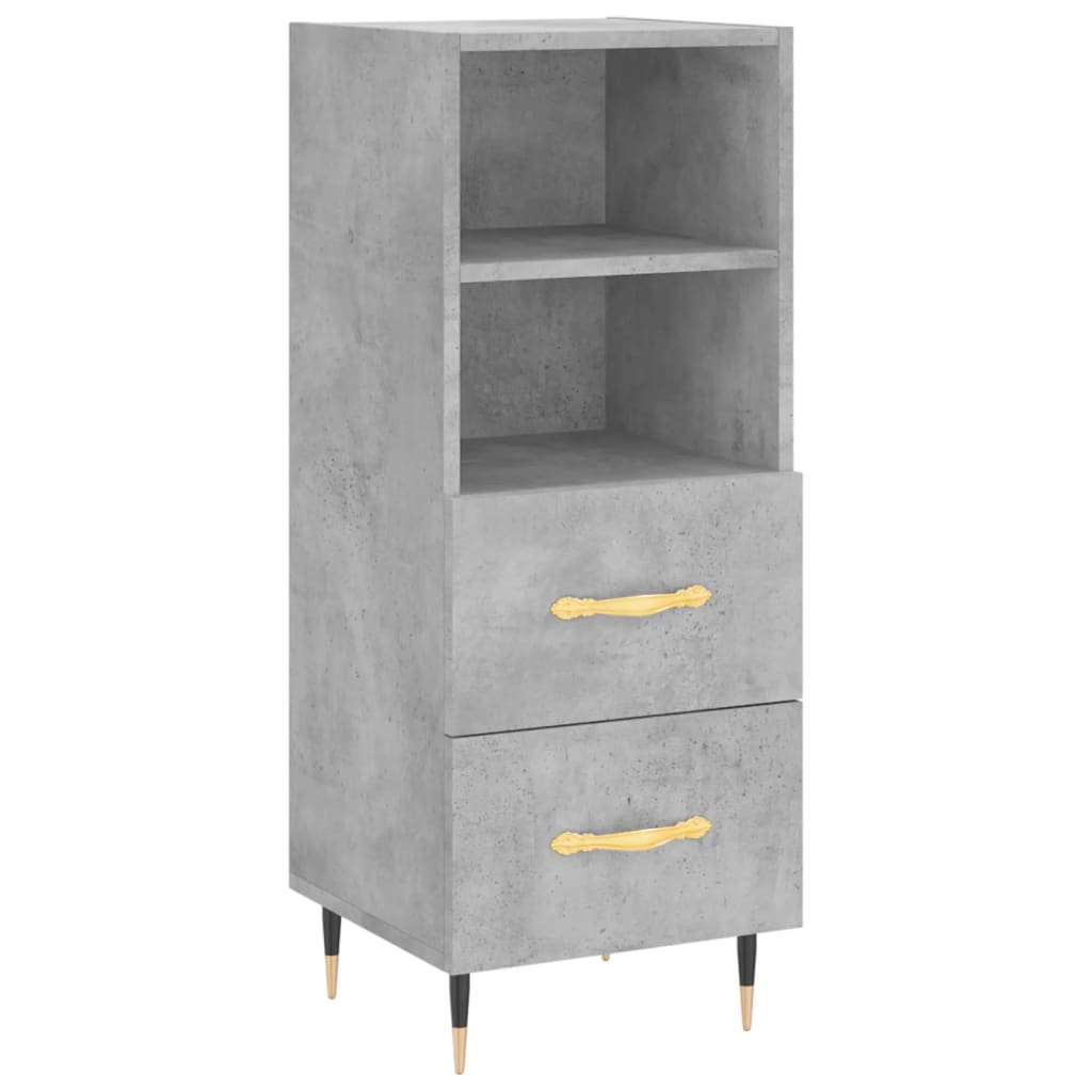 Buffet haut Gris béton 34,5x34x180 cm Bois d'ingénierie