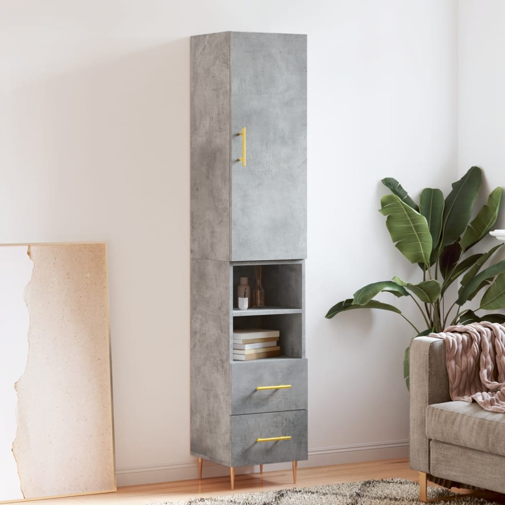 High sideboard Concrete gray 34.5x34x180 cm Engineered wood