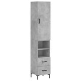 Buffet haut Gris béton 34,5x34x180 cm Bois d'ingénierie