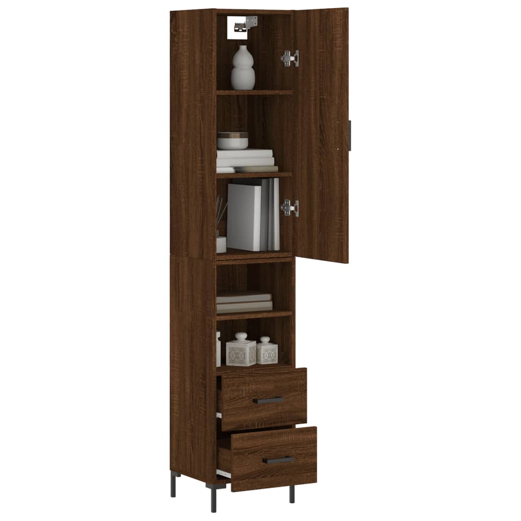 Buffet haut Chêne marron 34,5x34x180 cm Bois d'ingénierie