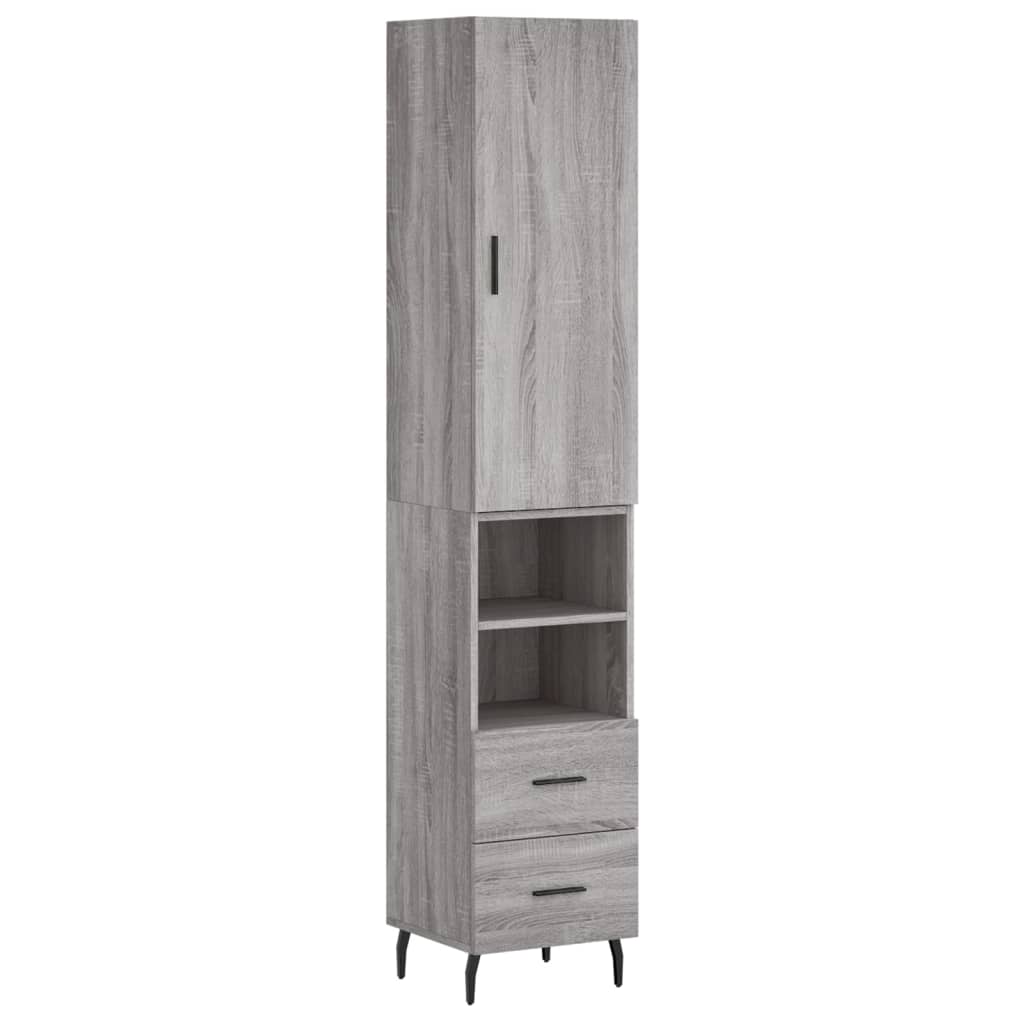 Sonoma hohes Sideboard grau 34,5x34x180 cm Holzwerkstoff