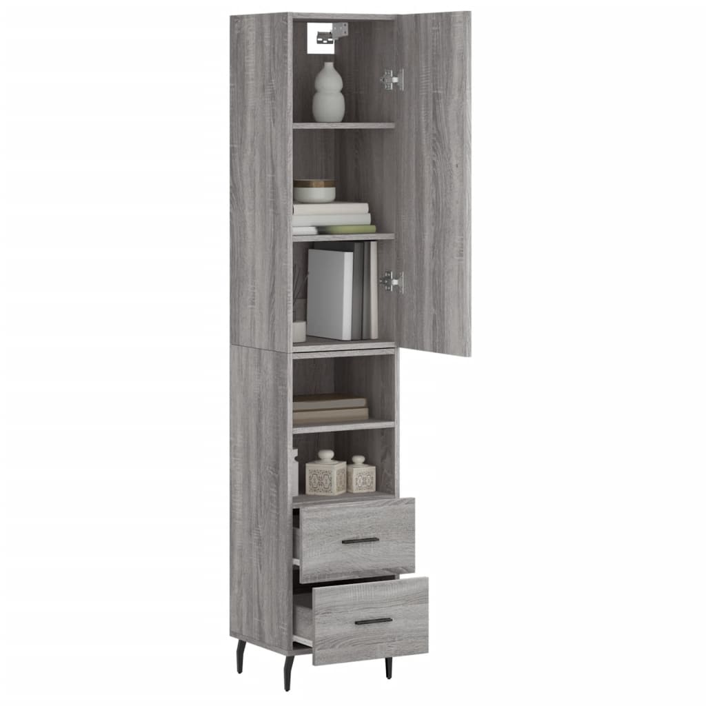 Buffet haut Sonoma gris 34,5x34x180 cm Bois d'ingénierie