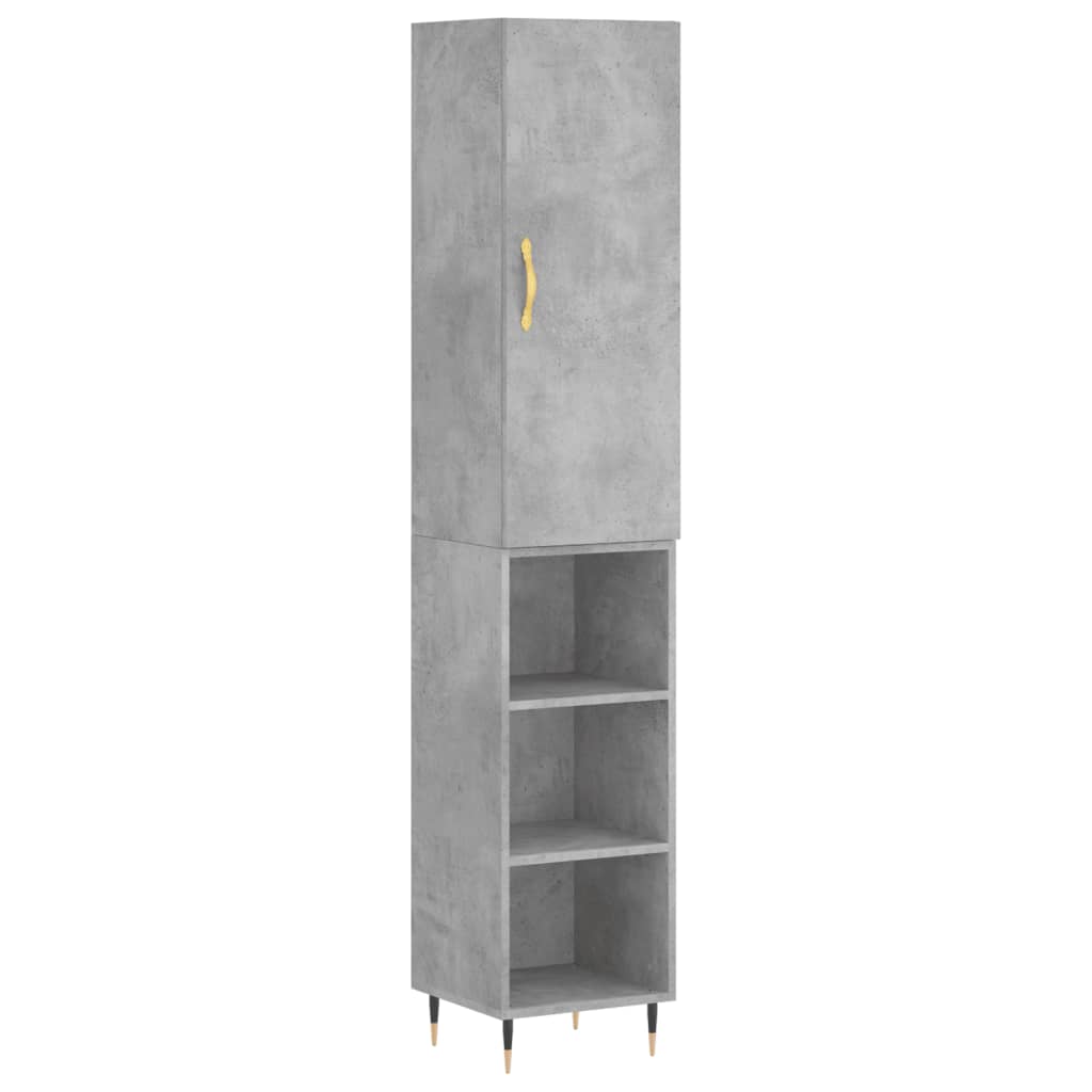 Buffet haut Gris béton 34,5x34x180 cm Bois d'ingénierie