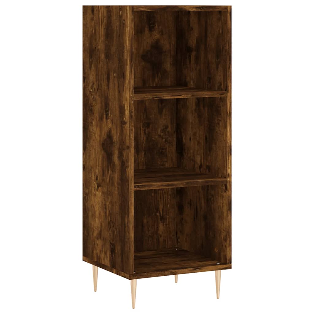 Buffet haut Chêne fumé 34,5x34x180 cm Bois d'ingénierie