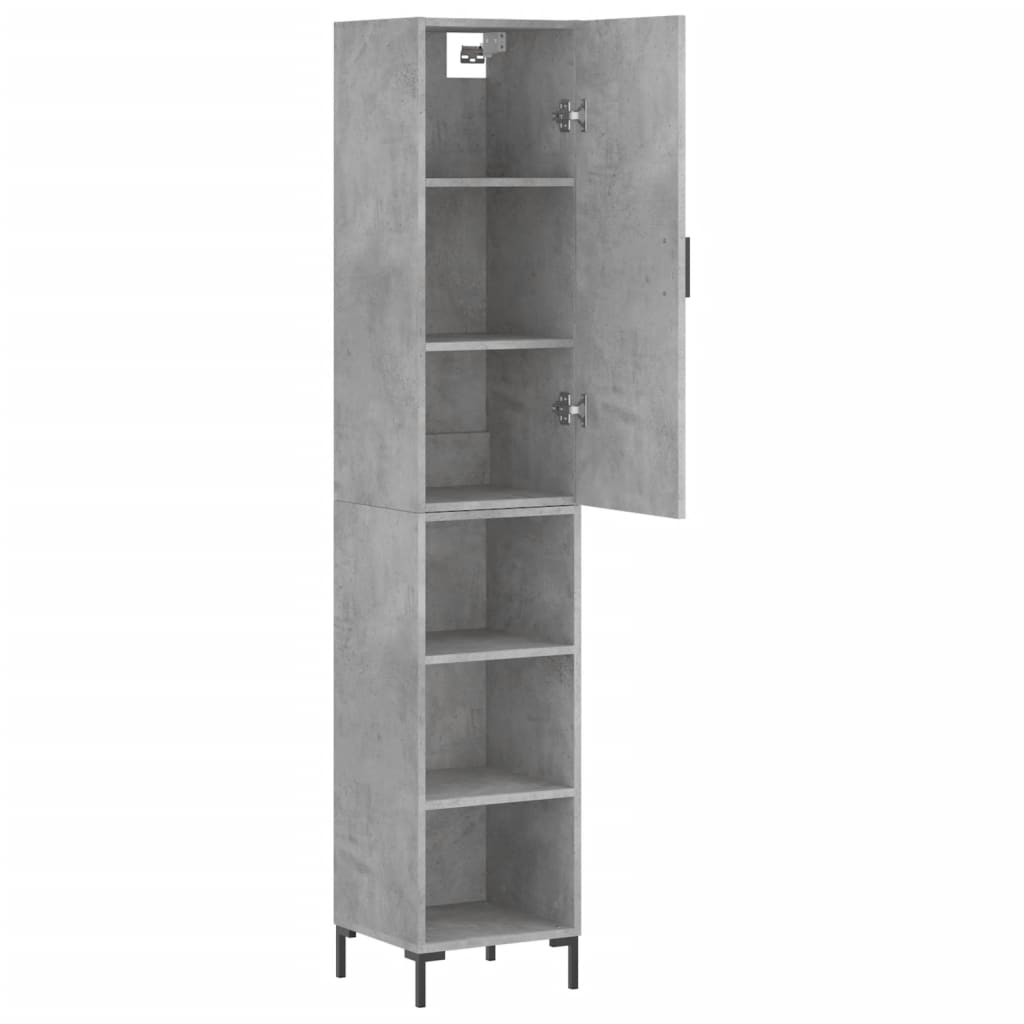 Buffet haut Gris béton 34,5x34x180 cm Bois d'ingénierie