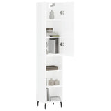 Buffet haut Blanc brillant 34,5x34x180 cm Bois d'ingénierie