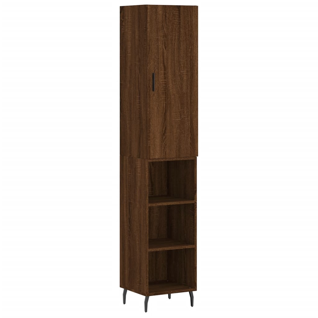 Buffet haut Chêne marron 34,5x34x180 cm Bois d'ingénierie