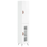 Buffet haut Blanc brillant 34,5x34x180 cm Bois d'ingénierie