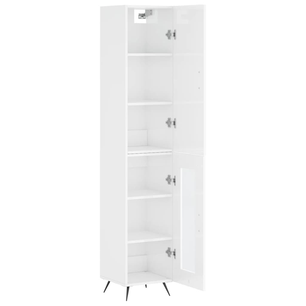 Buffet haut Blanc brillant 34,5x34x180 cm Bois d'ingénierie