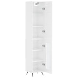 Buffet haut Blanc brillant 34,5x34x180 cm Bois d'ingénierie