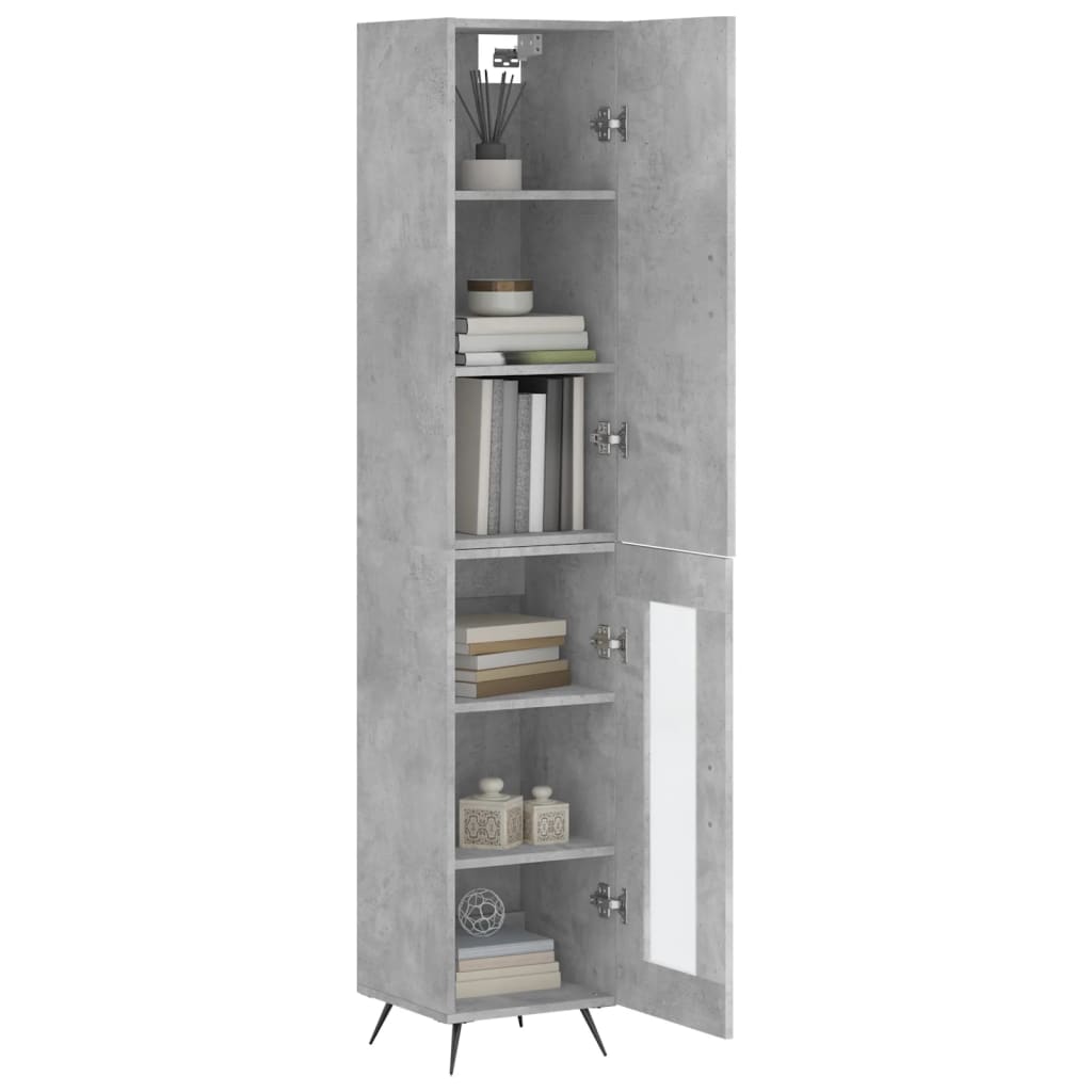 High sideboard Concrete gray 34.5x34x180 cm Engineered wood