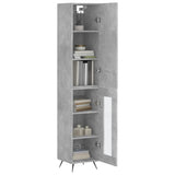 Buffet haut Gris béton 34,5x34x180 cm Bois d'ingénierie