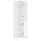 Buffet haut Blanc brillant 34,5x34x180 cm Bois d'ingénierie