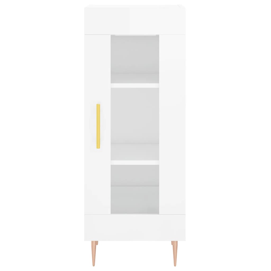 Buffet haut Blanc brillant 34,5x34x180 cm Bois d'ingénierie