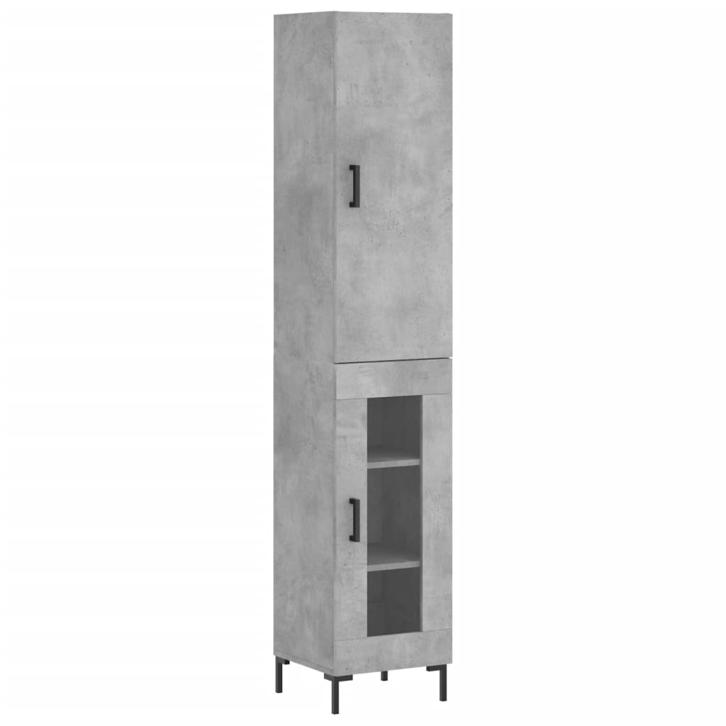 High sideboard Concrete gray 34.5x34x180 cm Engineered wood