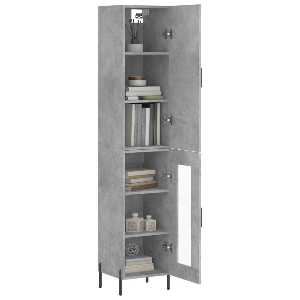 High sideboard Concrete gray 34.5x34x180 cm Engineered wood