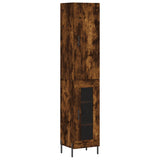 Buffet haut Chêne fumé 34,5x34x180 cm Bois d'ingénierie