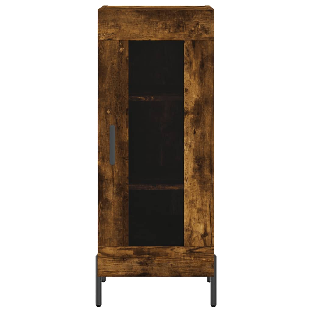 Buffet haut Chêne fumé 34,5x34x180 cm Bois d'ingénierie