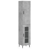 Buffet haut Gris béton 34,5x34x180 cm Bois d'ingénierie