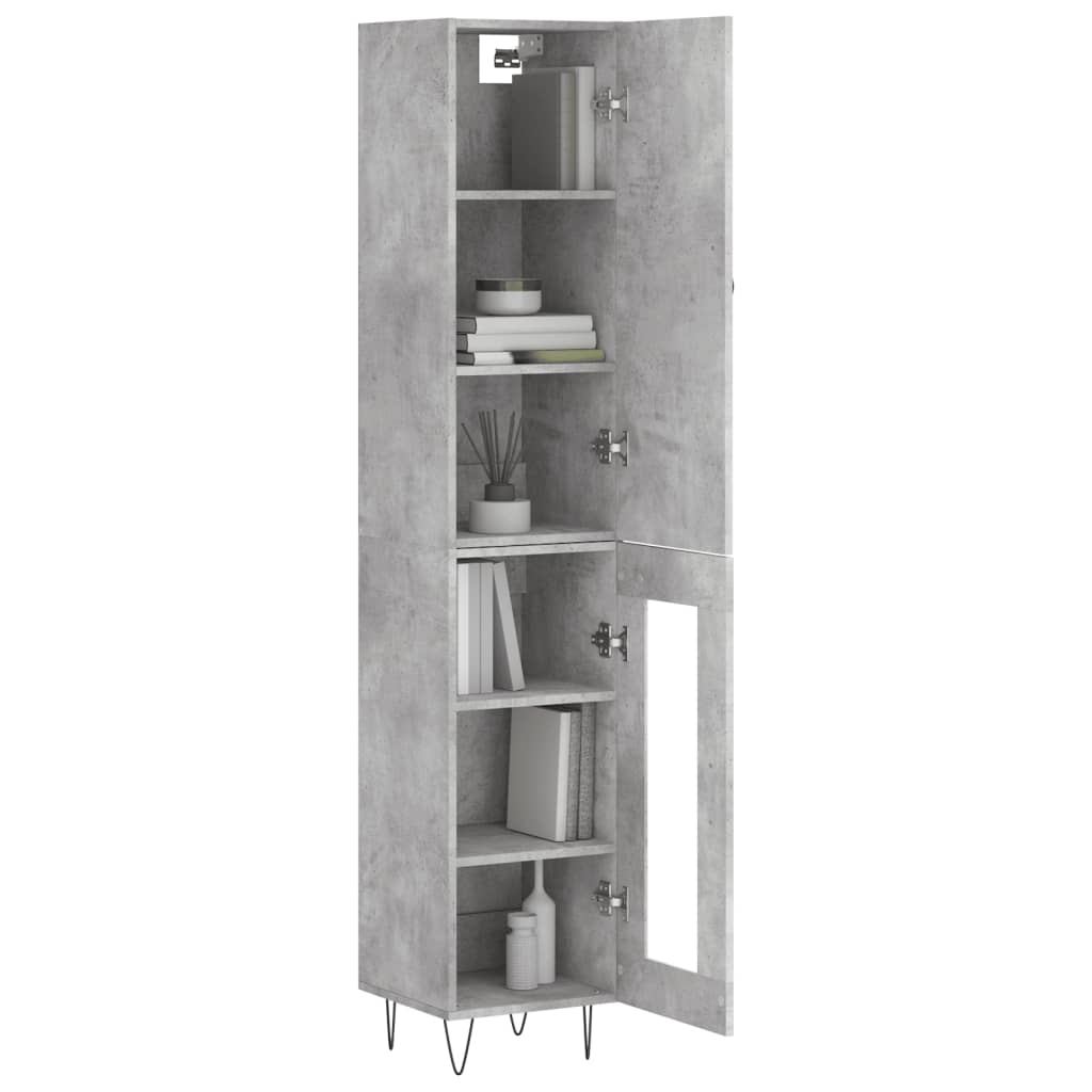 Buffet haut Gris béton 34,5x34x180 cm Bois d'ingénierie