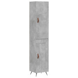 Buffet haut Gris béton 34,5x34x180 cm Bois d'ingénierie