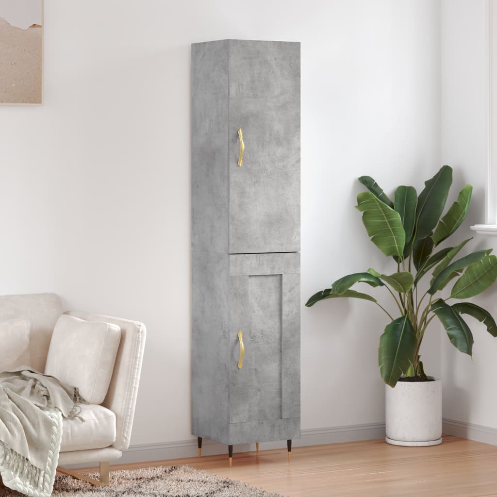 High sideboard Concrete gray 34.5x34x180 cm Engineered wood