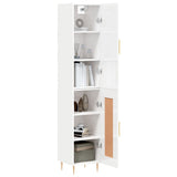 Buffet haut Blanc brillant 34,5x34x180 cm Bois d'ingénierie