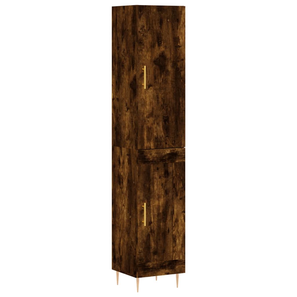 Buffet haut Chêne fumé 34,5x34x180 cm Bois d'ingénierie