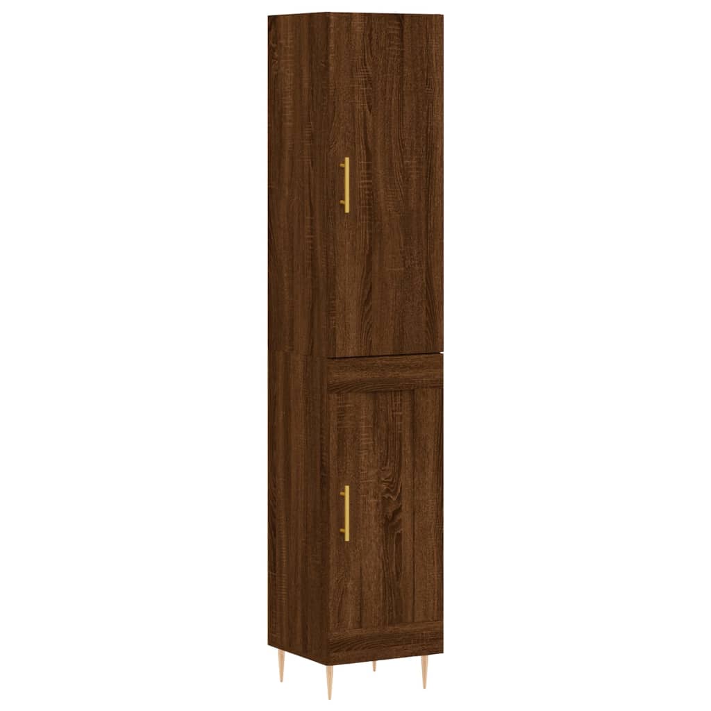 Buffet haut Chêne marron 34,5x34x180 cm Bois d'ingénierie