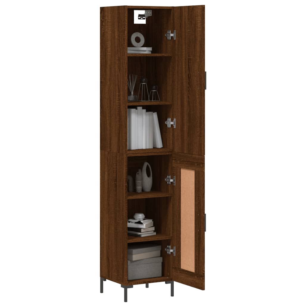 Buffet haut Chêne marron 34,5x34x180 cm Bois d'ingénierie