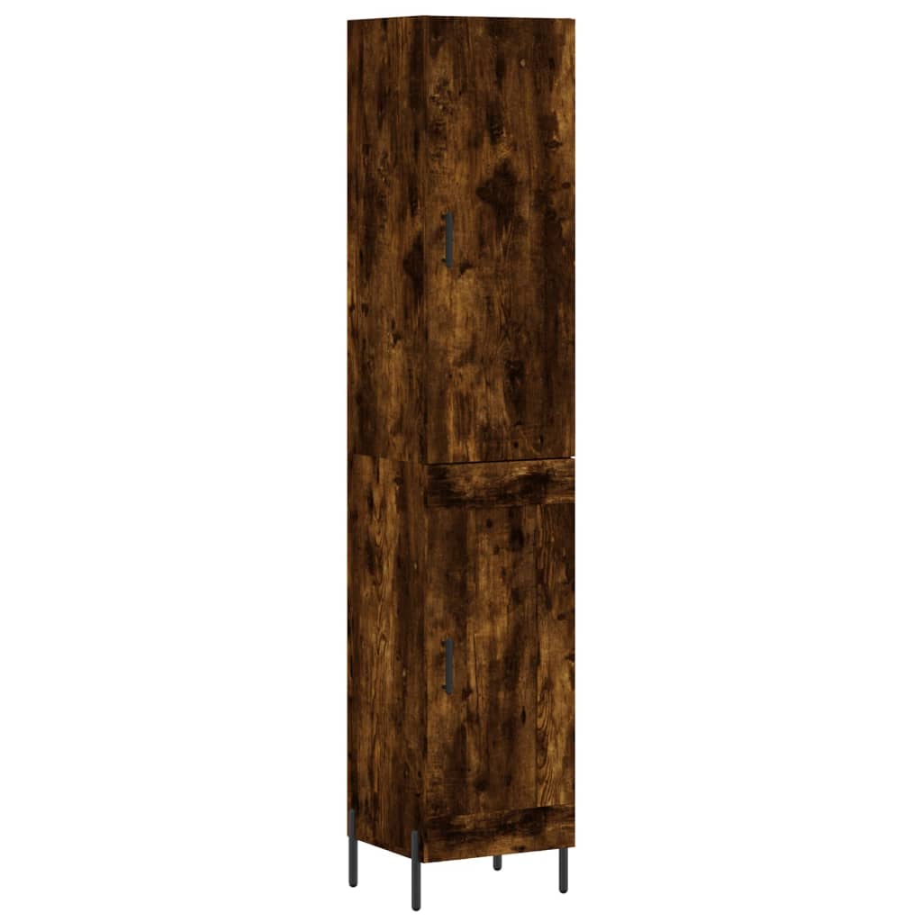 Buffet haut Chêne fumé 34,5x34x180 cm Bois d'ingénierie