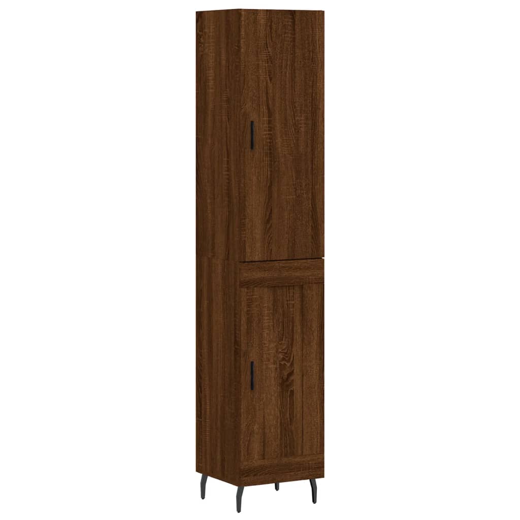 Buffet haut Chêne marron 34,5x34x180 cm Bois d'ingénierie