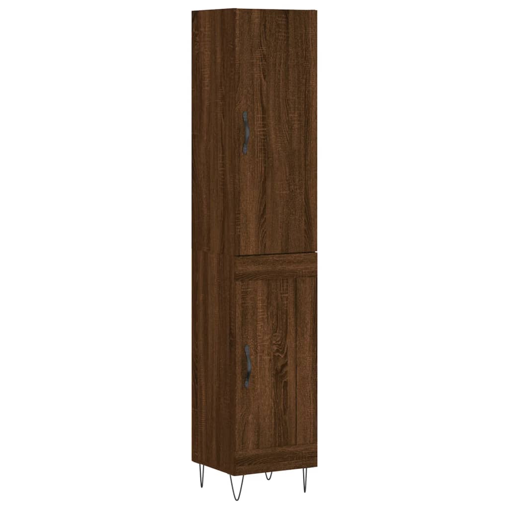 Buffet haut Chêne marron 34,5x34x180 cm Bois d'ingénierie