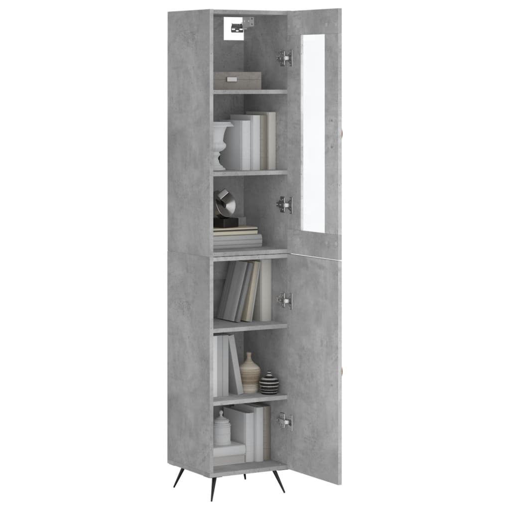 Buffet haut Gris béton 34,5x34x180 cm Bois d'ingénierie