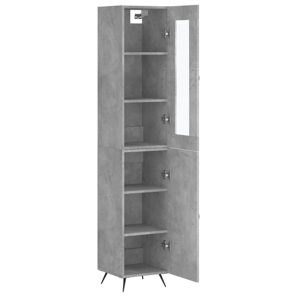 Buffet haut Gris béton 34,5x34x180 cm Bois d'ingénierie