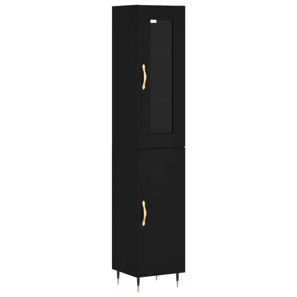 Buffet haut Noir 34,5x34x180 cm Bois d'ingénierie