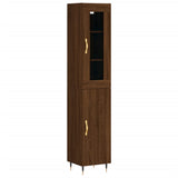 Buffet haut Chêne marron 34,5x34x180 cm Bois d'ingénierie