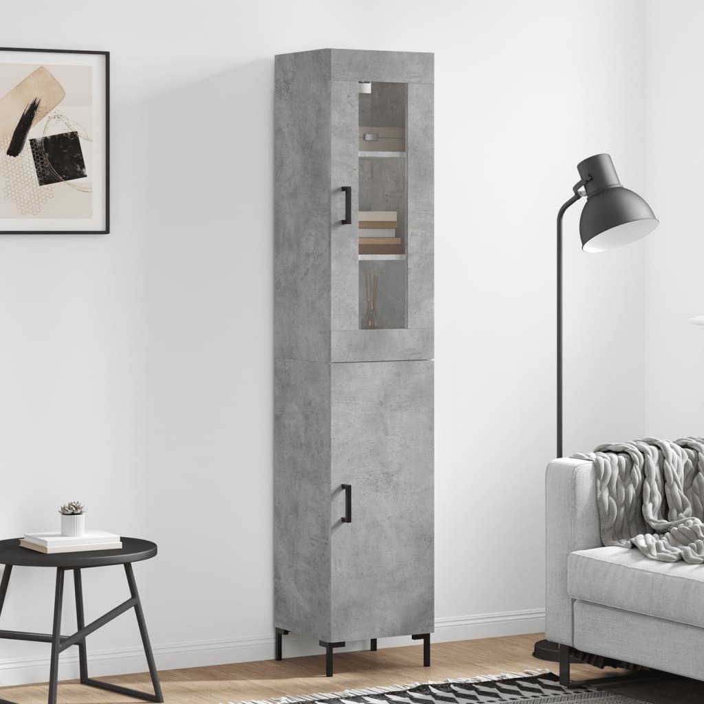 High sideboard Concrete gray 34.5x34x180 cm Engineered wood