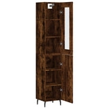 Buffet haut Chêne fumé 34,5x34x180 cm Bois d'ingénierie