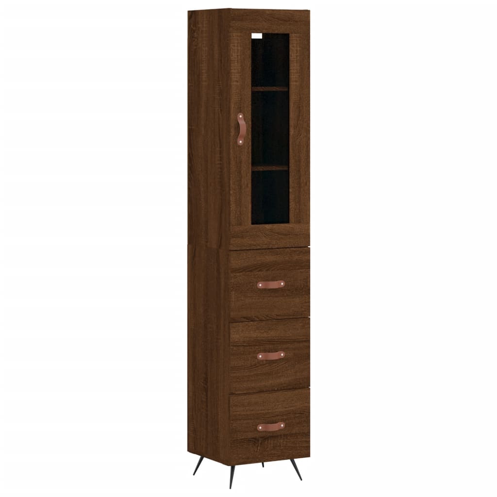 Buffet haut Chêne marron 34,5x34x180 cm Bois d'ingénierie